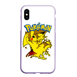 Чехол iPhone XS Max матовый Пикачу злой Pokemon, цвет: 3D-светло-сиреневый