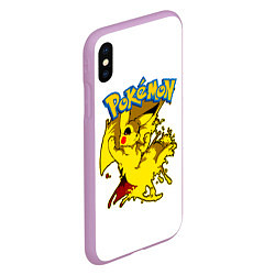 Чехол iPhone XS Max матовый Пикачу злой Pokemon, цвет: 3D-сиреневый — фото 2