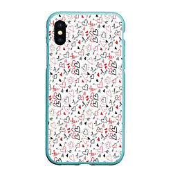 Чехол iPhone XS Max матовый Valentines Pattern, цвет: 3D-мятный