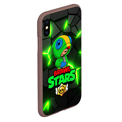 Чехол iPhone XS Max матовый ЛЕОН - БРАВО СТАРС Brawl Stars, цвет: 3D-коричневый — фото 2