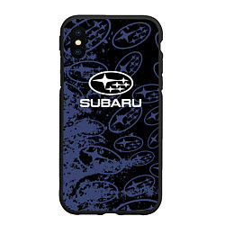Чехол iPhone XS Max матовый Subaru Pattern спорт, цвет: 3D-черный