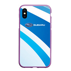Чехол iPhone XS Max матовый Subaru Logo спорт, цвет: 3D-фиолетовый