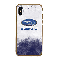 Чехол iPhone XS Max матовый Subaru Трещина, цвет: 3D-коричневый