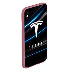 Чехол iPhone XS Max матовый Tesla - Неоновые полосы, цвет: 3D-малиновый — фото 2