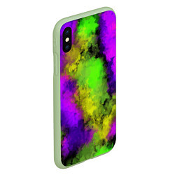 Чехол iPhone XS Max матовый Акварель за стеклом, цвет: 3D-салатовый — фото 2