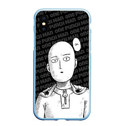 Чехол iPhone XS Max матовый One Punch Man - Сайтама Ванпанчмен, цвет: 3D-голубой