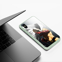 Чехол iPhone XS Max матовый One Punch Man - Сайтама, цвет: 3D-салатовый — фото 2