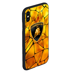 Чехол iPhone XS Max матовый Lamborghini Gold плиты, цвет: 3D-черный — фото 2