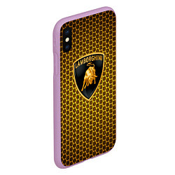 Чехол iPhone XS Max матовый Lamborghini gold соты, цвет: 3D-сиреневый — фото 2