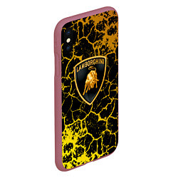 Чехол iPhone XS Max матовый Lamborghini золотые трещины, цвет: 3D-малиновый — фото 2