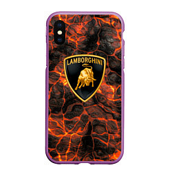 Чехол iPhone XS Max матовый Lamborghini - Вулкан из щелей, цвет: 3D-фиолетовый