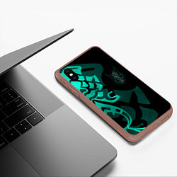 Чехол iPhone XS Max матовый МАСКА И ТАТУИРОВКА СЯО XIAO ГЕНШИН, цвет: 3D-коричневый — фото 2