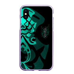 Чехол iPhone XS Max матовый МАСКА И ТАТУИРОВКА СЯО XIAO ГЕНШИН, цвет: 3D-светло-сиреневый