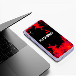 Чехол iPhone XS Max матовый Mitsubishi пламя огня, цвет: 3D-светло-сиреневый — фото 2
