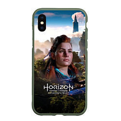 Чехол iPhone XS Max матовый Aloy Horizon Forbidden West game, цвет: 3D-темно-зеленый