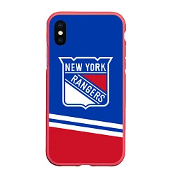 Чехол iPhone XS Max матовый New York Rangers Нью Йорк Рейнджерс, цвет: 3D-красный