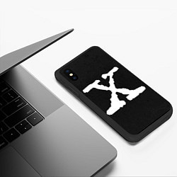 Чехол iPhone XS Max матовый X files logo на чёрном, цвет: 3D-черный — фото 2