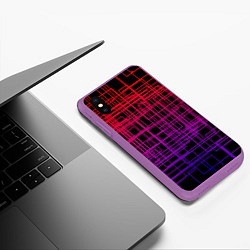 Чехол iPhone XS Max матовый Кривая клетка, цвет: 3D-фиолетовый — фото 2