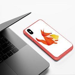 Чехол iPhone XS Max матовый Fox poligonal with bit of cheese, цвет: 3D-красный — фото 2