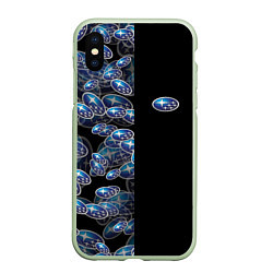 Чехол iPhone XS Max матовый SUBARU HALF PATTERN LOGO