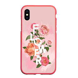 Чехол iPhone XS Max матовый Pink Flower, цвет: 3D-красный
