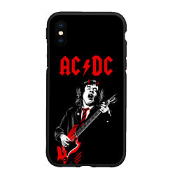Чехол iPhone XS Max матовый AC DC Ангус Янг гитарист, цвет: 3D-черный