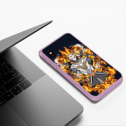 Чехол iPhone XS Max матовый Огненный страж в маске, цвет: 3D-сиреневый — фото 2
