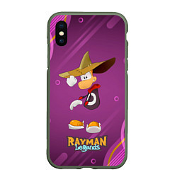 Чехол iPhone XS Max матовый Rayman в шляпе Legends, цвет: 3D-темно-зеленый