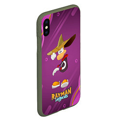 Чехол iPhone XS Max матовый Rayman в шляпе Legends, цвет: 3D-темно-зеленый — фото 2