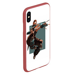 Чехол iPhone XS Max матовый Forbidden West Horizon, цвет: 3D-красный — фото 2