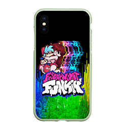 Чехол iPhone XS Max матовый Friday Night Funkin FNF Логотип, цвет: 3D-салатовый