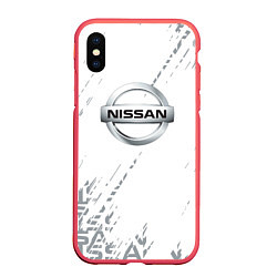 Чехол iPhone XS Max матовый Ниссан nissan Паттерн, цвет: 3D-красный