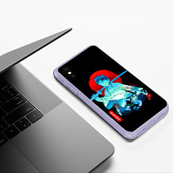 Чехол iPhone XS Max матовый Танджиро Комадо Силуэт Клинок рассекающий демонов, цвет: 3D-светло-сиреневый — фото 2