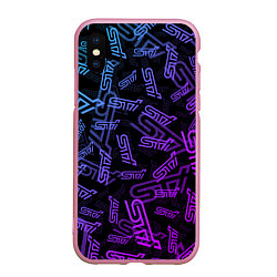 Чехол iPhone XS Max матовый STI NEON PATTERN, цвет: 3D-розовый