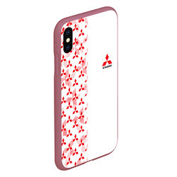 Чехол iPhone XS Max матовый Mitsubishi Mini logo Half pattern, цвет: 3D-малиновый — фото 2