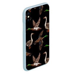 Чехол iPhone XS Max матовый Утки паттерн, цвет: 3D-голубой — фото 2