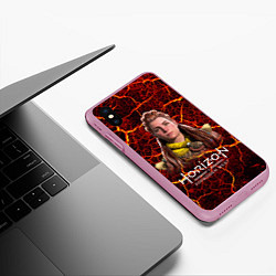 Чехол iPhone XS Max матовый Horizon Forbidden West Элой, цвет: 3D-розовый — фото 2