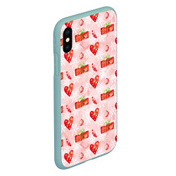 Чехол iPhone XS Max матовый Подарки и сердечки, цвет: 3D-мятный — фото 2