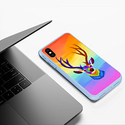 Чехол iPhone XS Max матовый Олень Красочный, цвет: 3D-голубой — фото 2