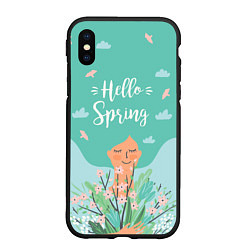 Чехол iPhone XS Max матовый Hello spring, цвет: 3D-черный