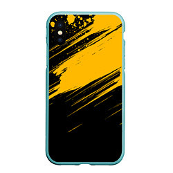 Чехол iPhone XS Max матовый Black and yellow grunge, цвет: 3D-мятный