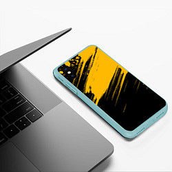 Чехол iPhone XS Max матовый Black and yellow grunge, цвет: 3D-мятный — фото 2