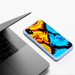 Чехол iPhone XS Max матовый НЕОНОВЫЕ ДРАКОНЫ NEON DRAGONS, цвет: 3D-голубой — фото 2