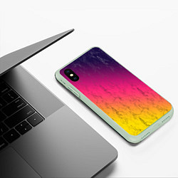 Чехол iPhone XS Max матовый Паттерн с воздушной гимнастикой, цвет: 3D-салатовый — фото 2