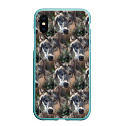 Чехол iPhone XS Max матовый Волки клипарт wolfs, цвет: 3D-мятный