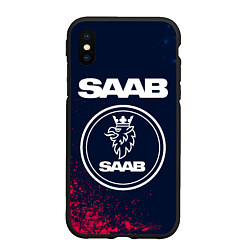 Чехол iPhone XS Max матовый SAAB - Краска, цвет: 3D-черный