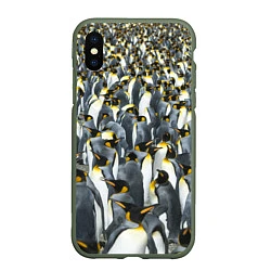 Чехол iPhone XS Max матовый Пингвины Penguins, цвет: 3D-темно-зеленый