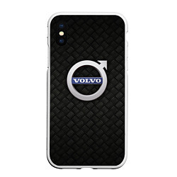 Чехол iPhone XS Max матовый Обновленный металлический логотип VOLVO, цвет: 3D-белый