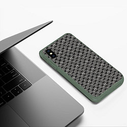 Чехол iPhone XS Max матовый Рунический алфавит паттерн, цвет: 3D-темно-зеленый — фото 2