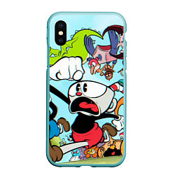 Чехол iPhone XS Max матовый Побег От Боссов Магман Cuphead, цвет: 3D-мятный